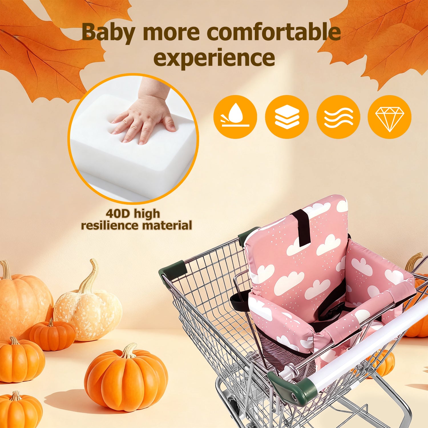 3-in-1 Baby Shopping Cart Cover Booster Seat for Dining Travel High Chair Swing