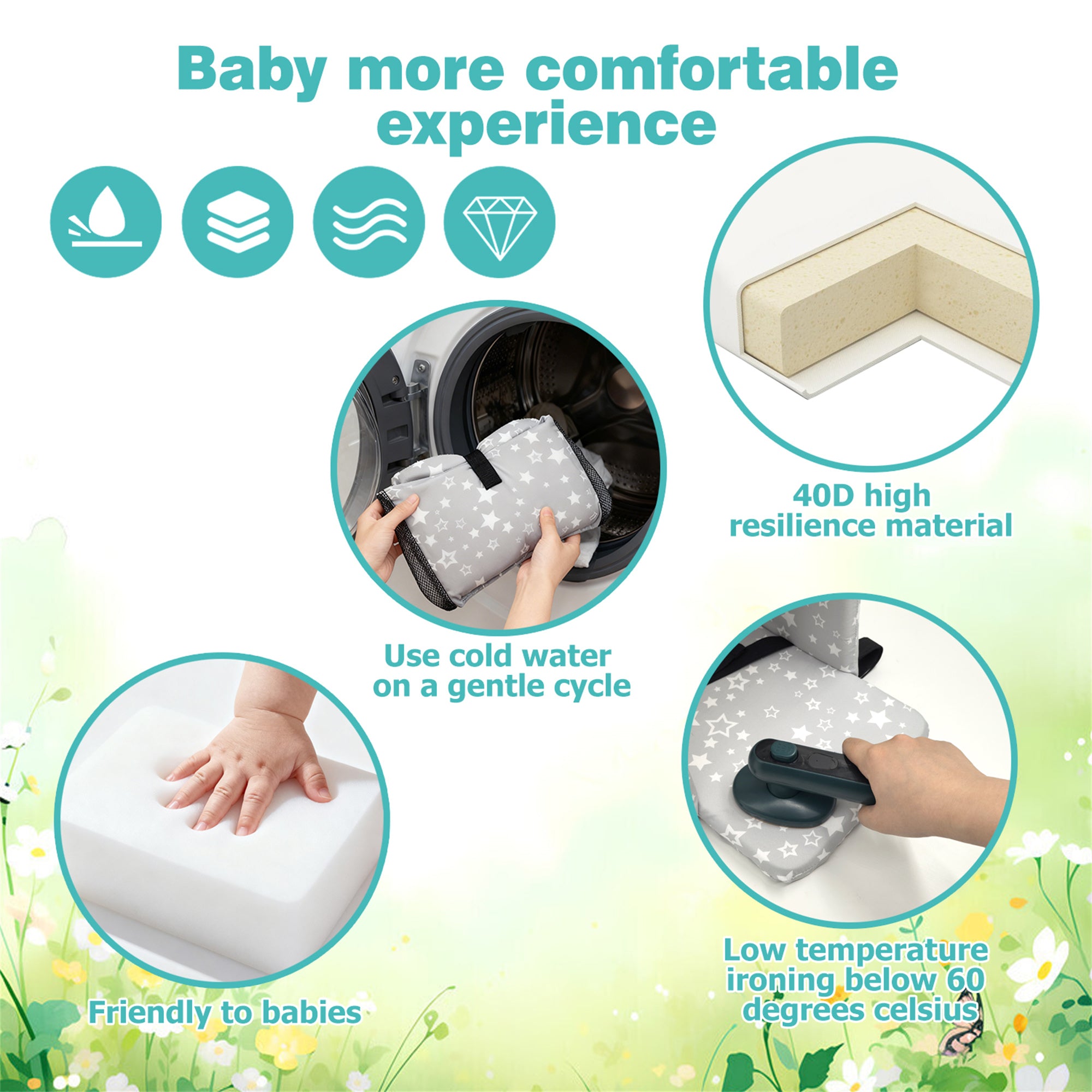 3-in-1 Baby Shopping Cart Cover Booster Seat for Dining Travel High Chair Swing