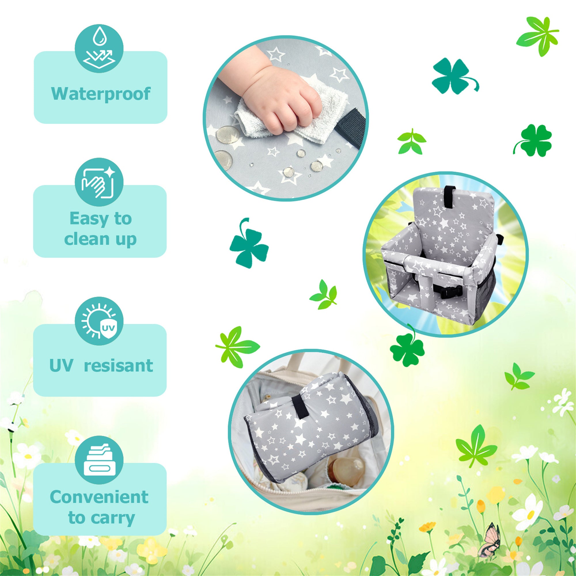 3-in-1 Baby Shopping Cart Cover Booster Seat for Dining Travel High Chair Swing