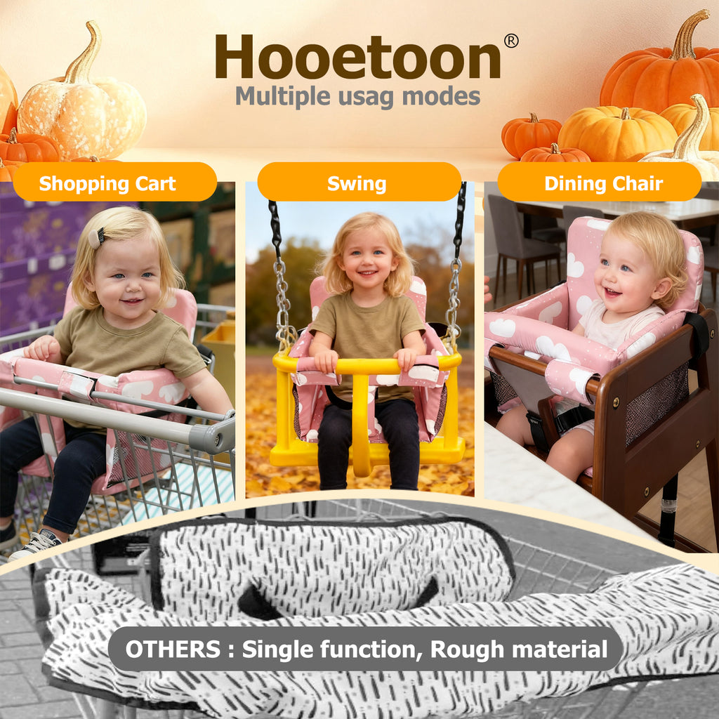 3-in-1 Baby Shopping Cart Cover Booster Seat for Dining Travel High Chair Swing