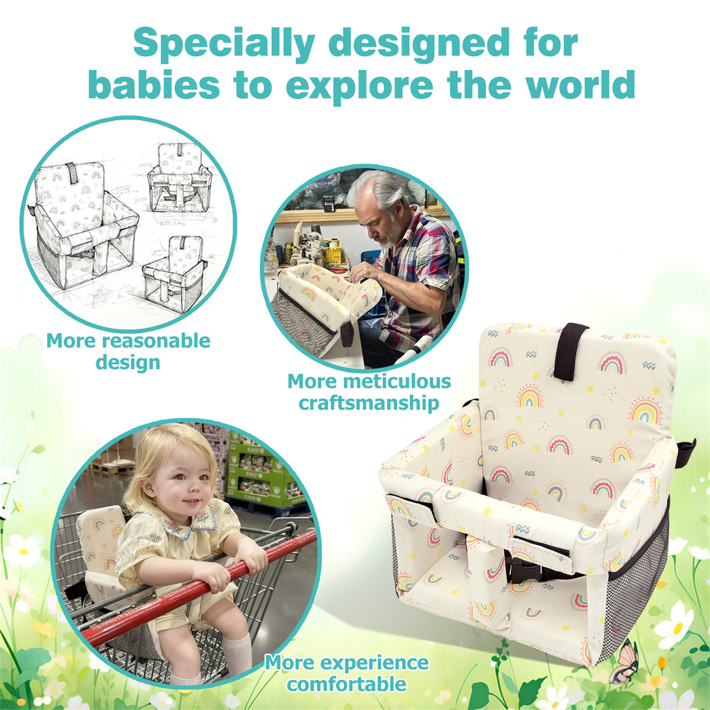 3-in-1 Baby Shopping Cart Cover Booster Seat for Dining Travel High Chair Swing