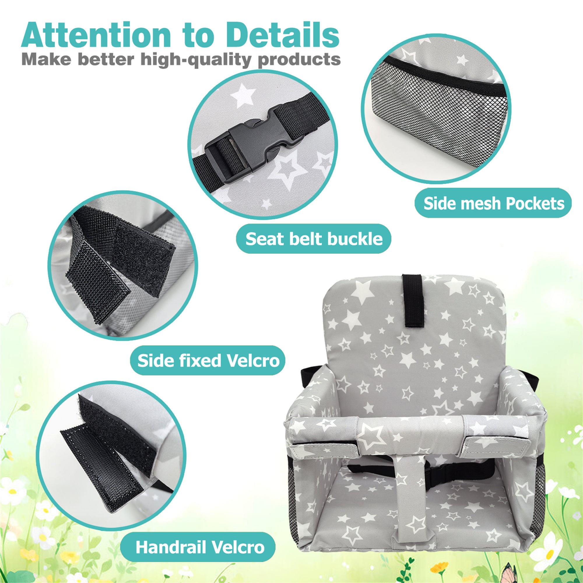 3-in-1 Baby Shopping Cart Cover Booster Seat for Dining Travel High Chair Swing