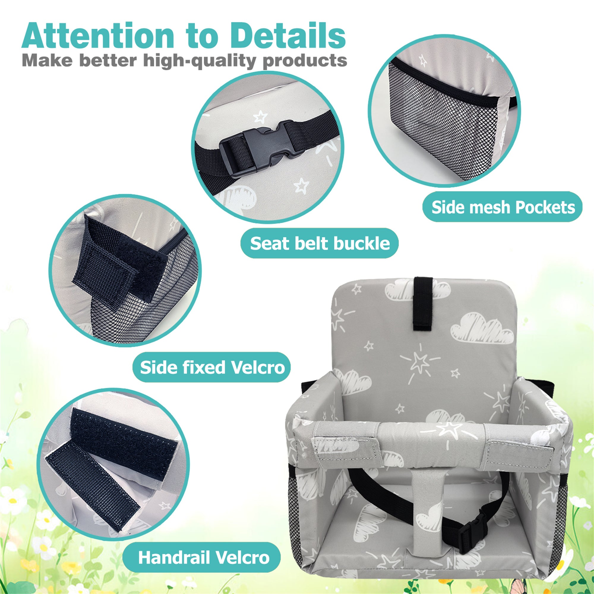 3-in-1 Baby Shopping Cart Cover Booster Seat for Dining Travel High Chair Swing