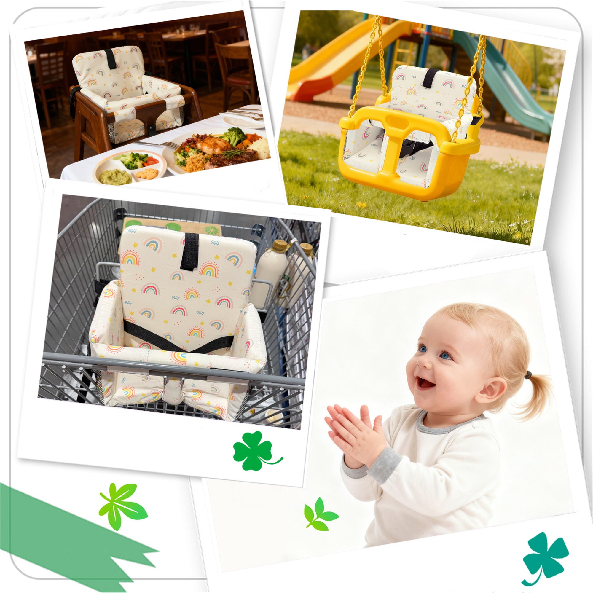 3-in-1 Baby Shopping Cart Cover Booster Seat for Dining Travel High Chair Swing