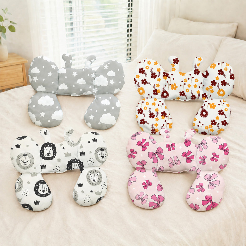 Baby Butterfly-Shaped Neck Pillow, Butterfly Headrest, Children's Car Headrest, Child Safety Seat Headrest, Stroller Pillow, Suitable for Home and Outdoor Use, Baby and Children's Pillow, Soft and Comfortable, Suitable for Both Boys and Girls