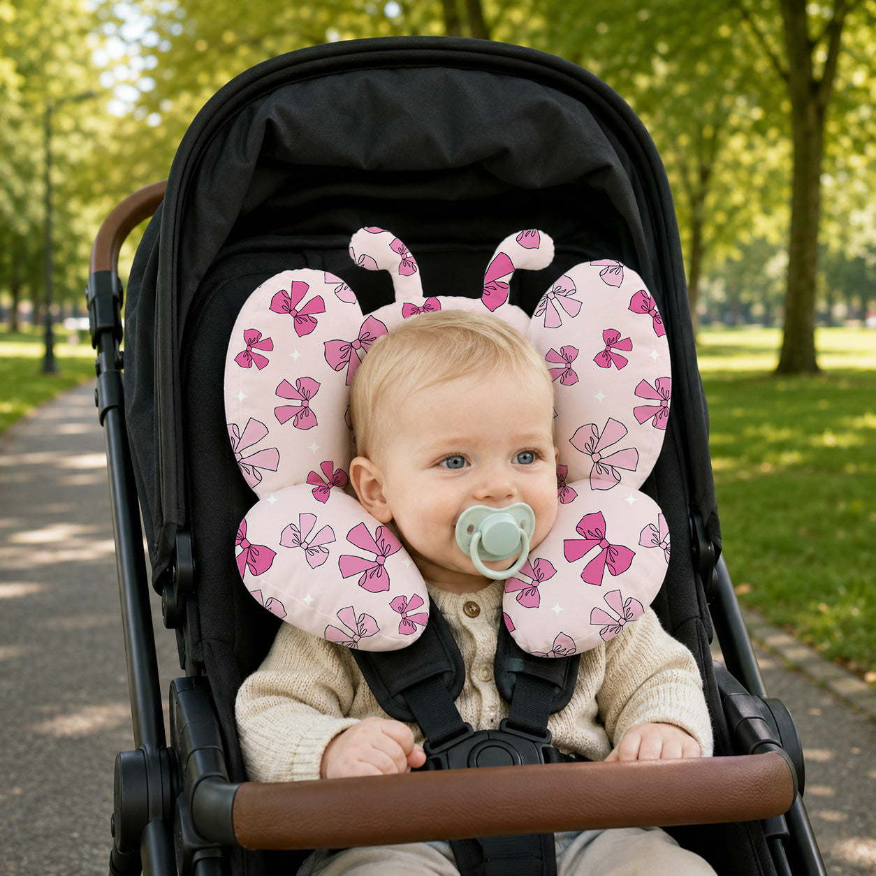 Baby Butterfly-Shaped Neck Pillow, Butterfly Headrest, Children's Car Headrest, Child Safety Seat Headrest, Stroller Pillow, Suitable for Home and Outdoor Use, Baby and Children's Pillow, Soft and Comfortable, Suitable for Both Boys and Girls