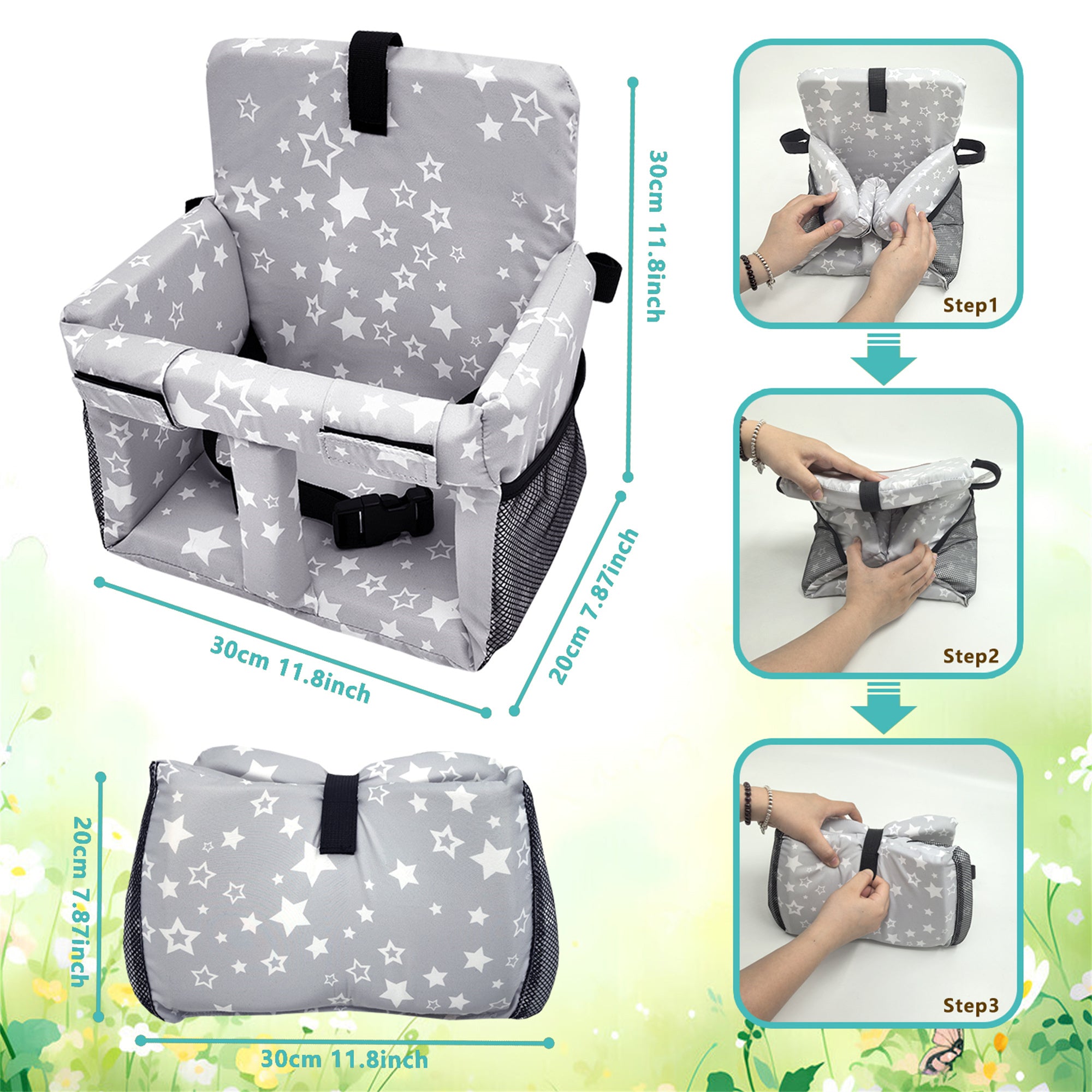 3-in-1 Baby Shopping Cart Cover Booster Seat for Dining Travel High Chair Swing