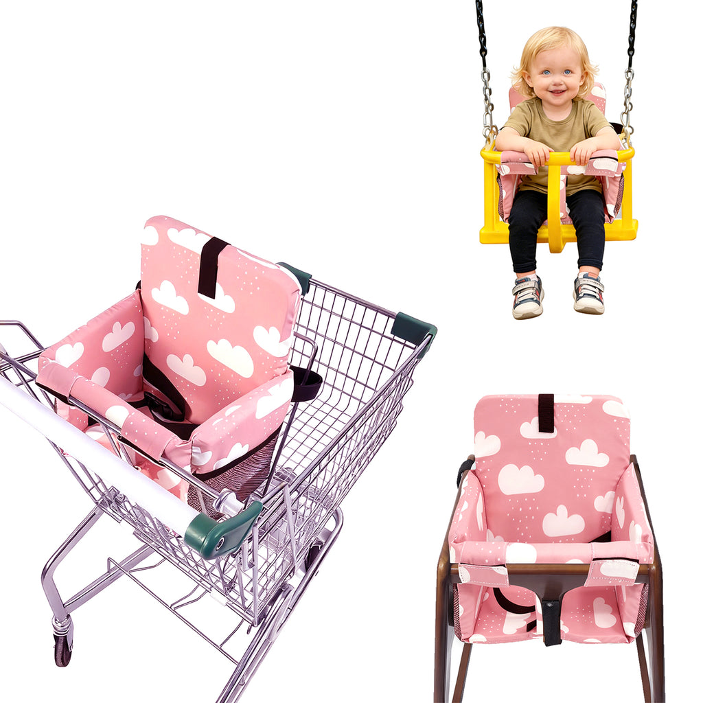 3-in-1 Baby Shopping Cart Cover Booster Seat for Dining Travel High Chair Swing