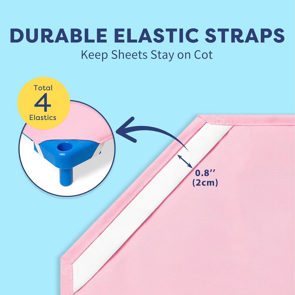 GOLDCOLIN 5 Pack Cot Sheets Standard Size Fits 23" x 51" Cot , Soft Brushed Microfiber Fitted Cot Cover ,Pink
