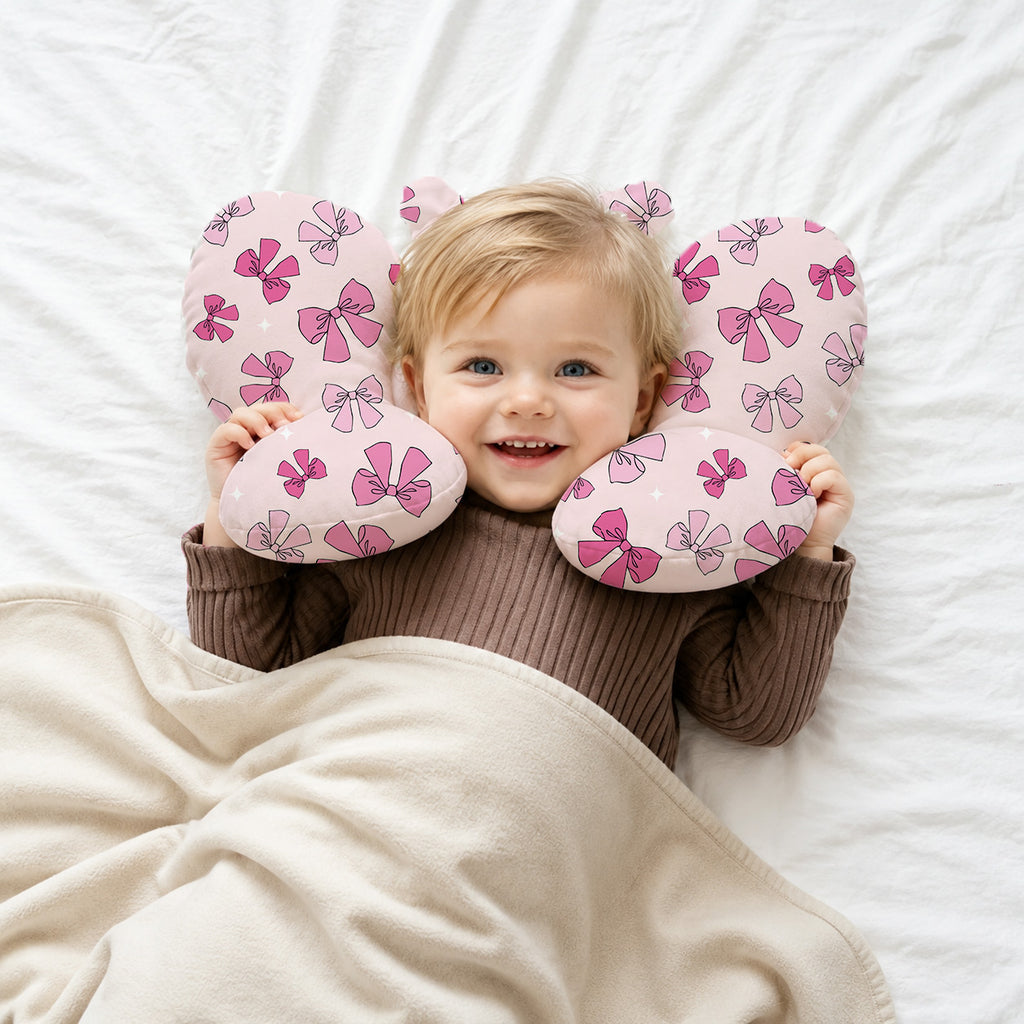 Baby Butterfly-Shaped Neck Pillow, Butterfly Headrest, Children's Car Headrest, Child Safety Seat Headrest, Stroller Pillow, Suitable for Home and Outdoor Use, Baby and Children's Pillow, Soft and Comfortable, Suitable for Both Boys and Girls