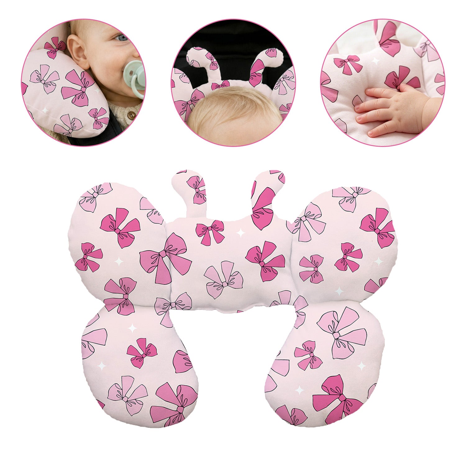 Baby Butterfly-Shaped Neck Pillow, Butterfly Headrest, Children's Car Headrest, Child Safety Seat Headrest, Stroller Pillow, Suitable for Home and Outdoor Use, Baby and Children's Pillow, Soft and Comfortable, Suitable for Both Boys and Girls