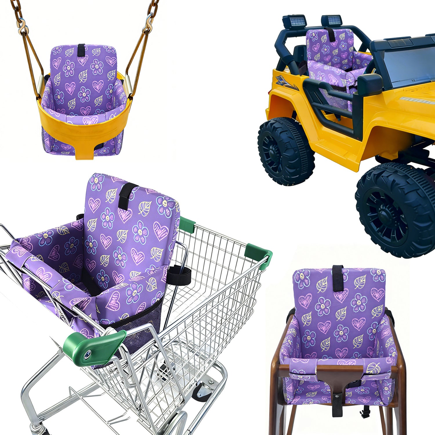 4-in-1 Baby Shopping Cart Cover Booster Seat for Dining Travel High Chair Swing