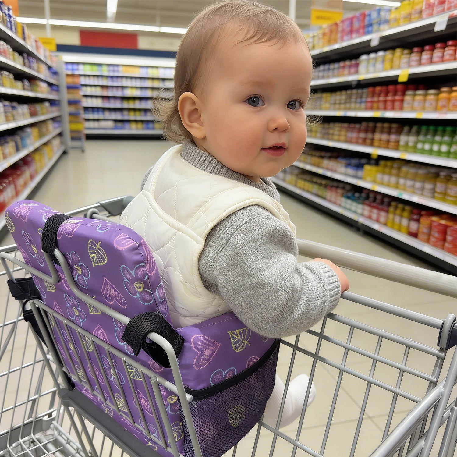 4-in-1 Baby Shopping Cart Cover Booster Seat for Dining Travel High Chair Swing