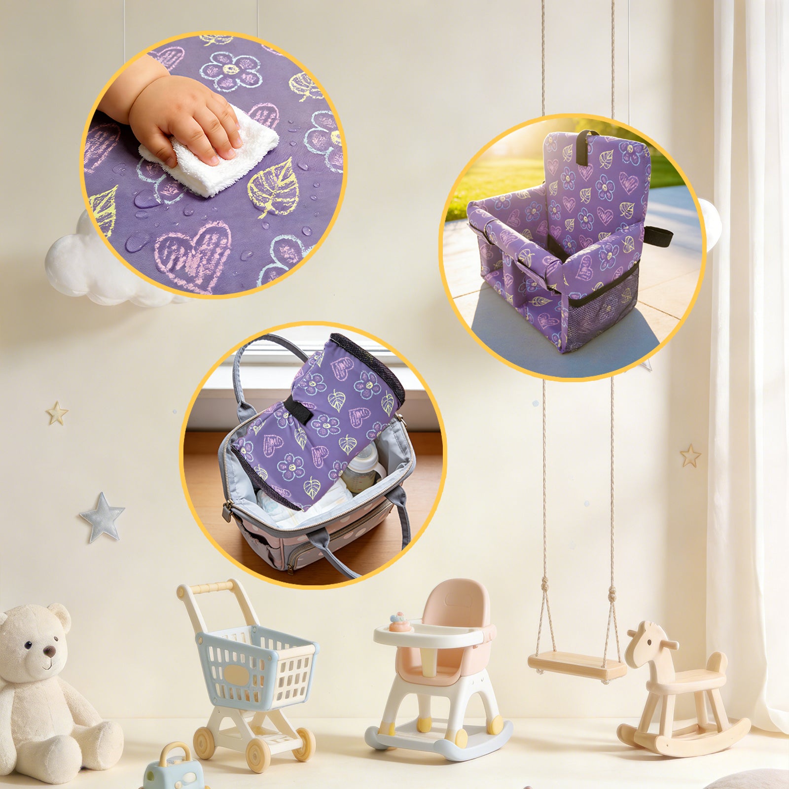 4-in-1 Baby Shopping Cart Cover Booster Seat for Dining Travel High Chair Swing