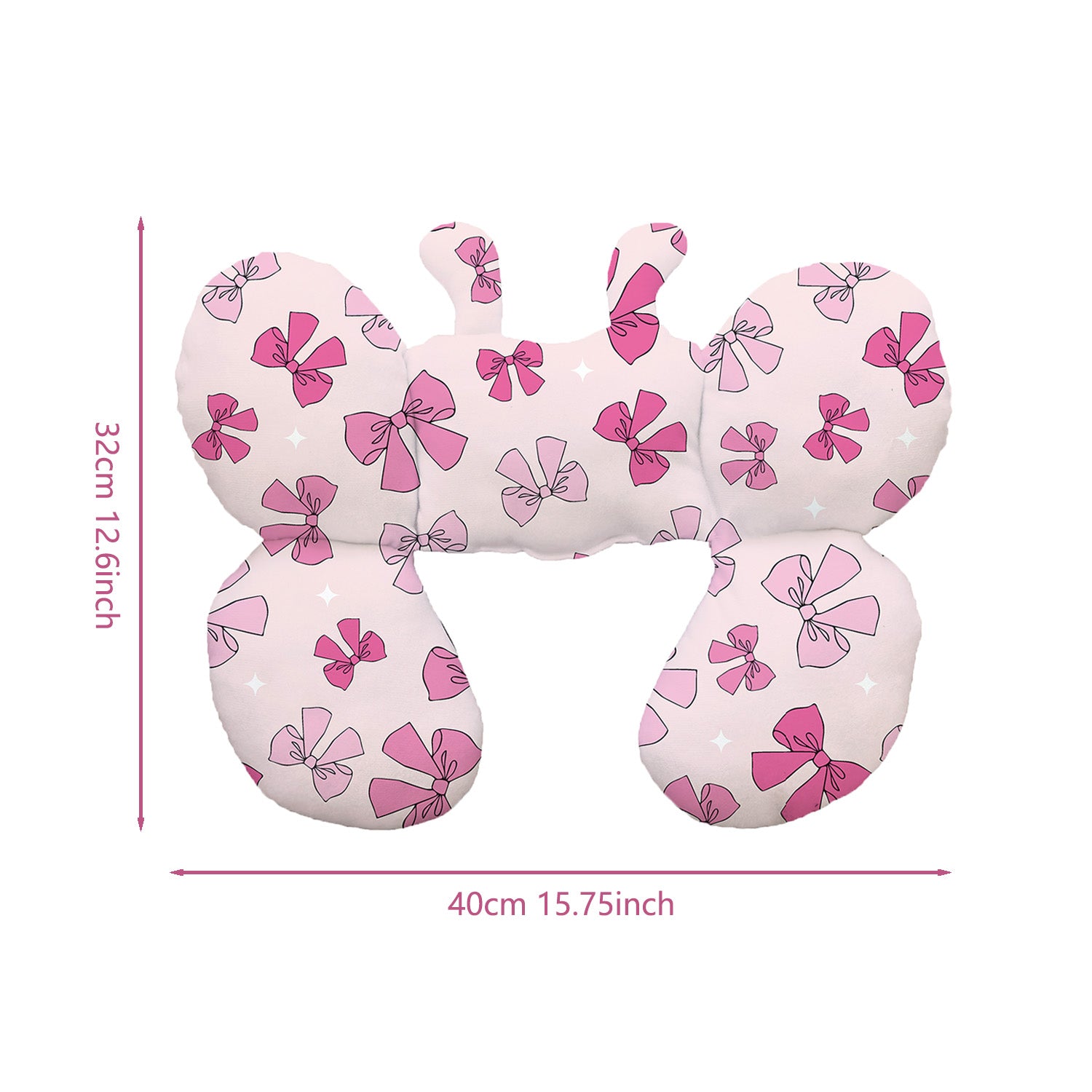 Baby Butterfly-Shaped Neck Pillow, Butterfly Headrest, Children's Car Headrest, Child Safety Seat Headrest, Stroller Pillow, Suitable for Home and Outdoor Use, Baby and Children's Pillow, Soft and Comfortable, Suitable for Both Boys and Girls